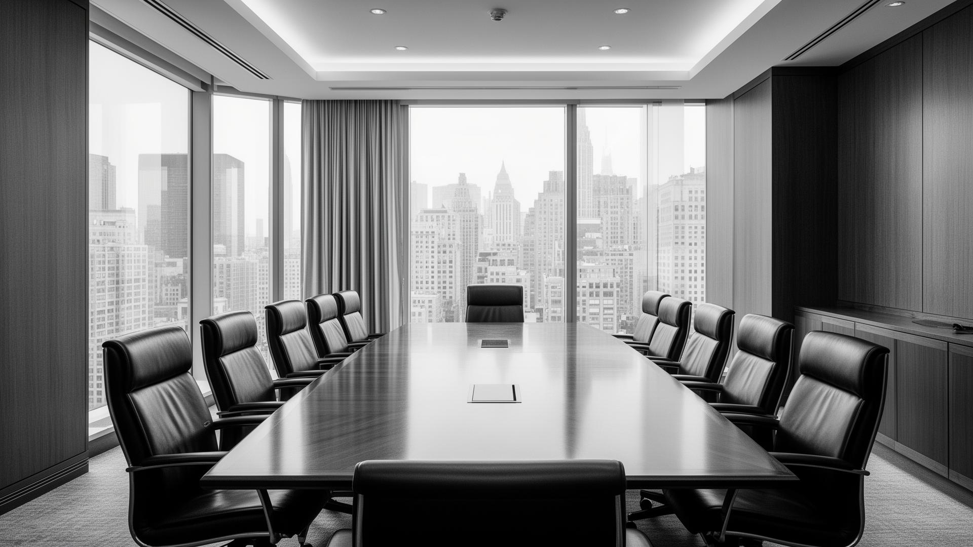 Empty premium boardroom in black and white